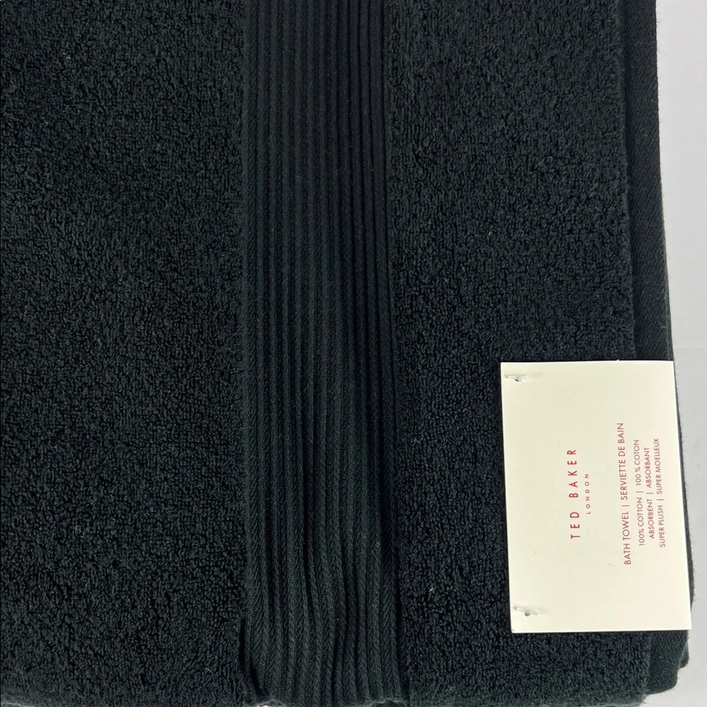 Ted Baker London Bath Towel Set Black Super Plush Luxury Cotton Set of 2 NEW